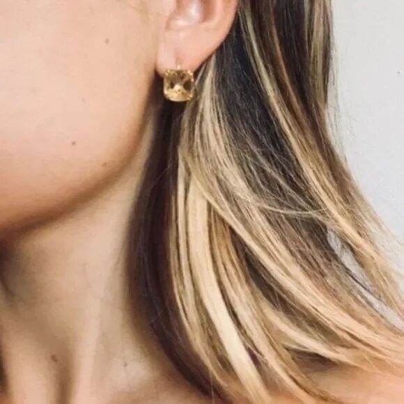 stella &βdot ~ luxe cushion cut drop earrings ~ citrine canary yellow - Picture 2 of 6